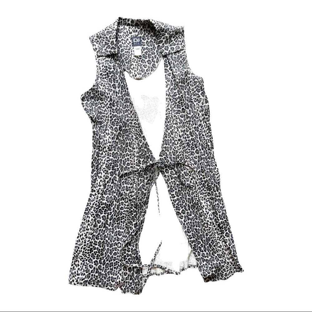 DJ&Covintage cheetah print tie front long duster